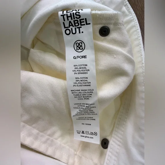 NWOT G/Fore Men's Core 5 Pocket Golf Pant White Size 32x32 - Picture 9 of 13